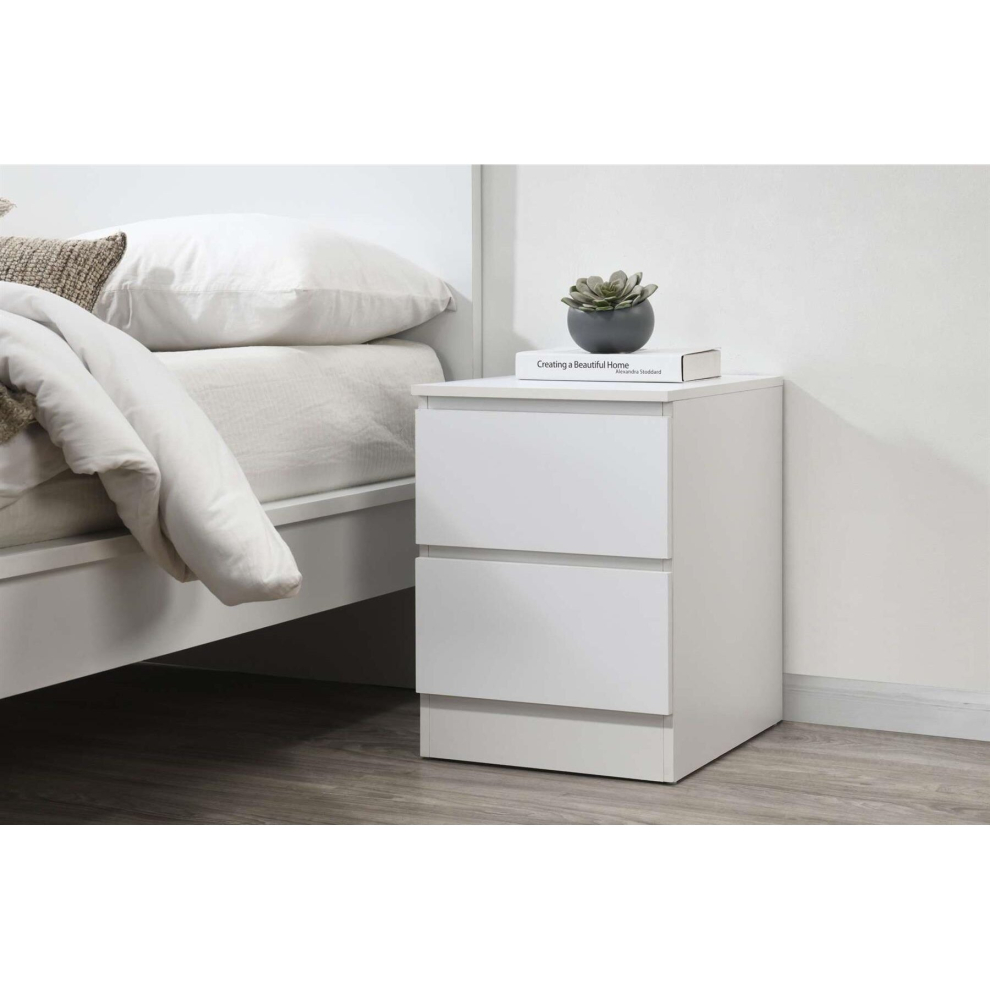 Bedside 2 Drawer Cabinet White Birlea Oslo Nightstand Side Table