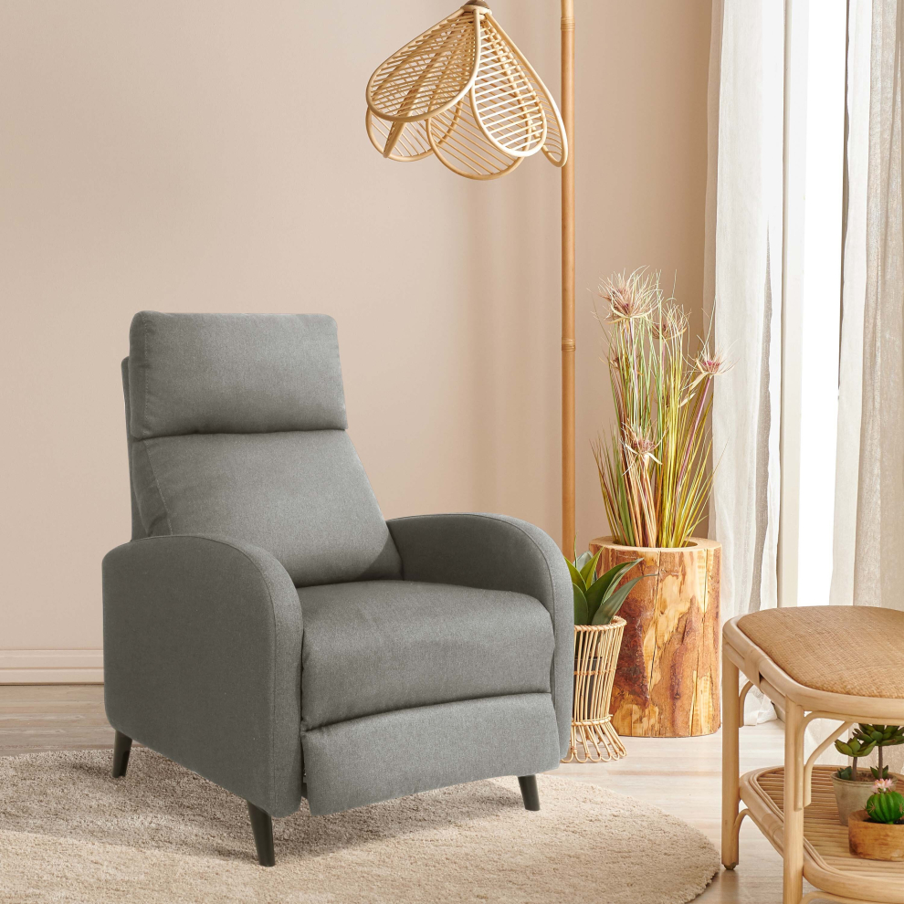 (cadizLGTGRY) Linen Fabric Recliner Chair