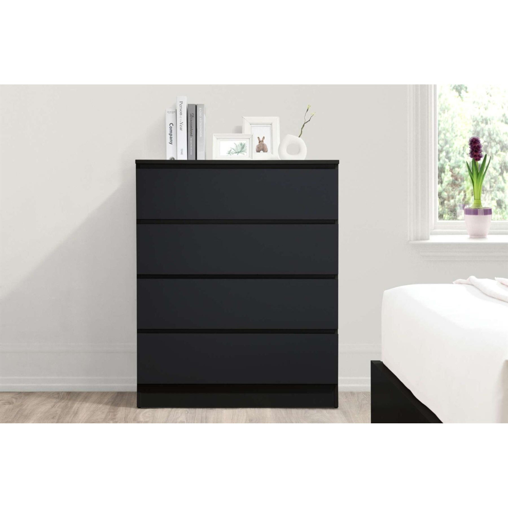 Black Chest of 4 Drawers Birlea Oslo Scandia Retro