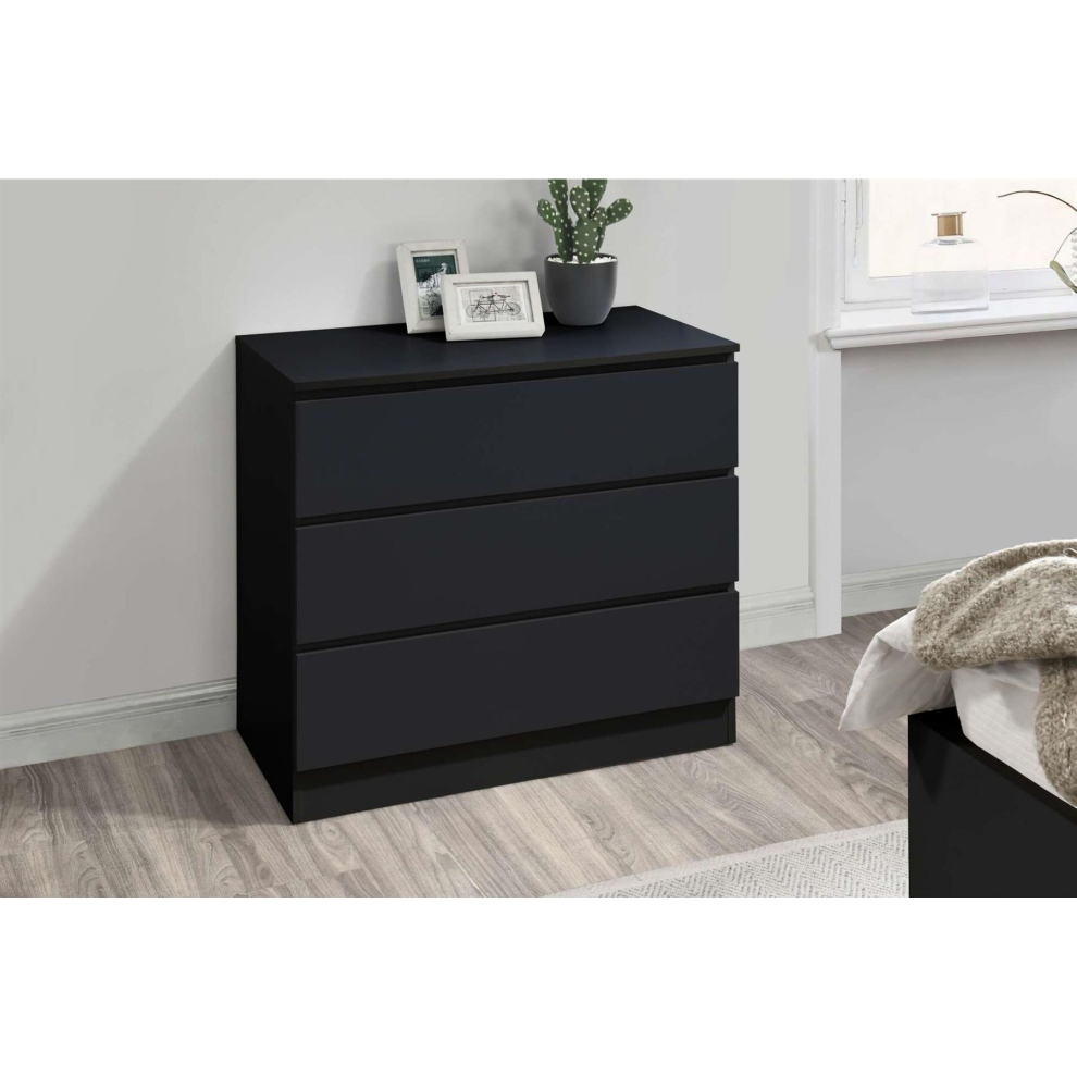 Black Chest of 3 Drawers Birlea Oslo Scandia Retro