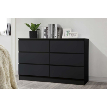 Black Chest of 6 Drawers Birlea Oslo Scandia Retro