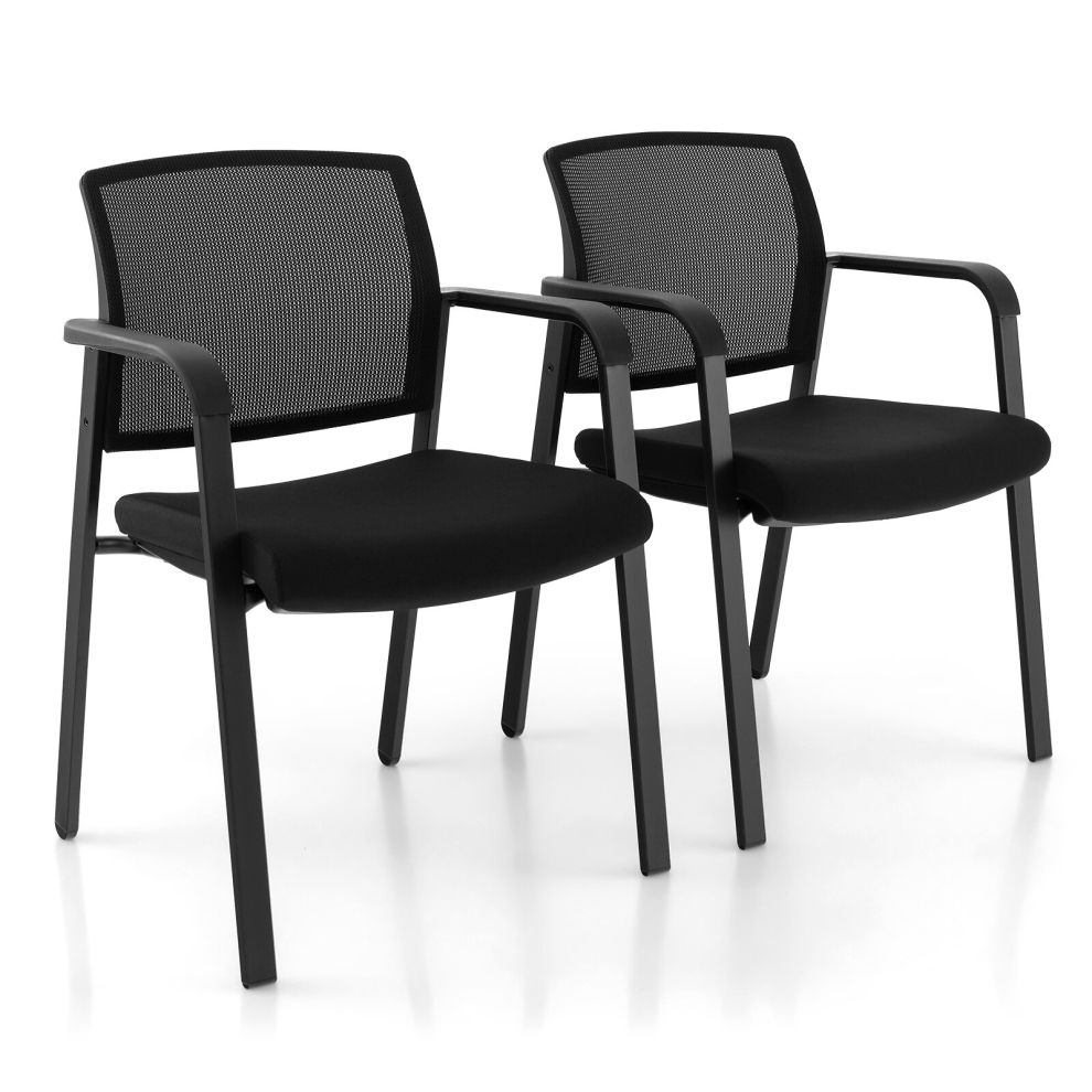 Set of 2 Meeting Waiting Room Office Chairs Stackable Office Guest Mesh Chairs