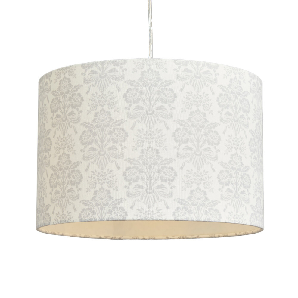 Litecraft Light Shade 30 cm Damask Print Easy Fit Lampshade - Grey