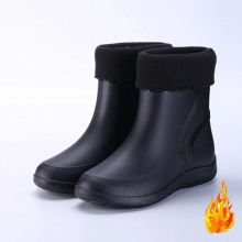 Couple Plush RainBoots Short Winter Warm Non-Slip Comfortable Cotton Boots Work Rubber Shoes Outdoor Fishing Shoes