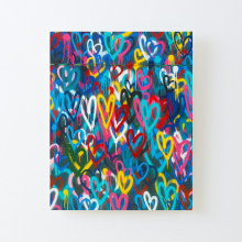 Canvas Print Only Graffiti Urban colorful graffiti city wall chaotic hearts pattern grunge rainbow love Poster Wall Art Room Decor 16x20 inch No Frame