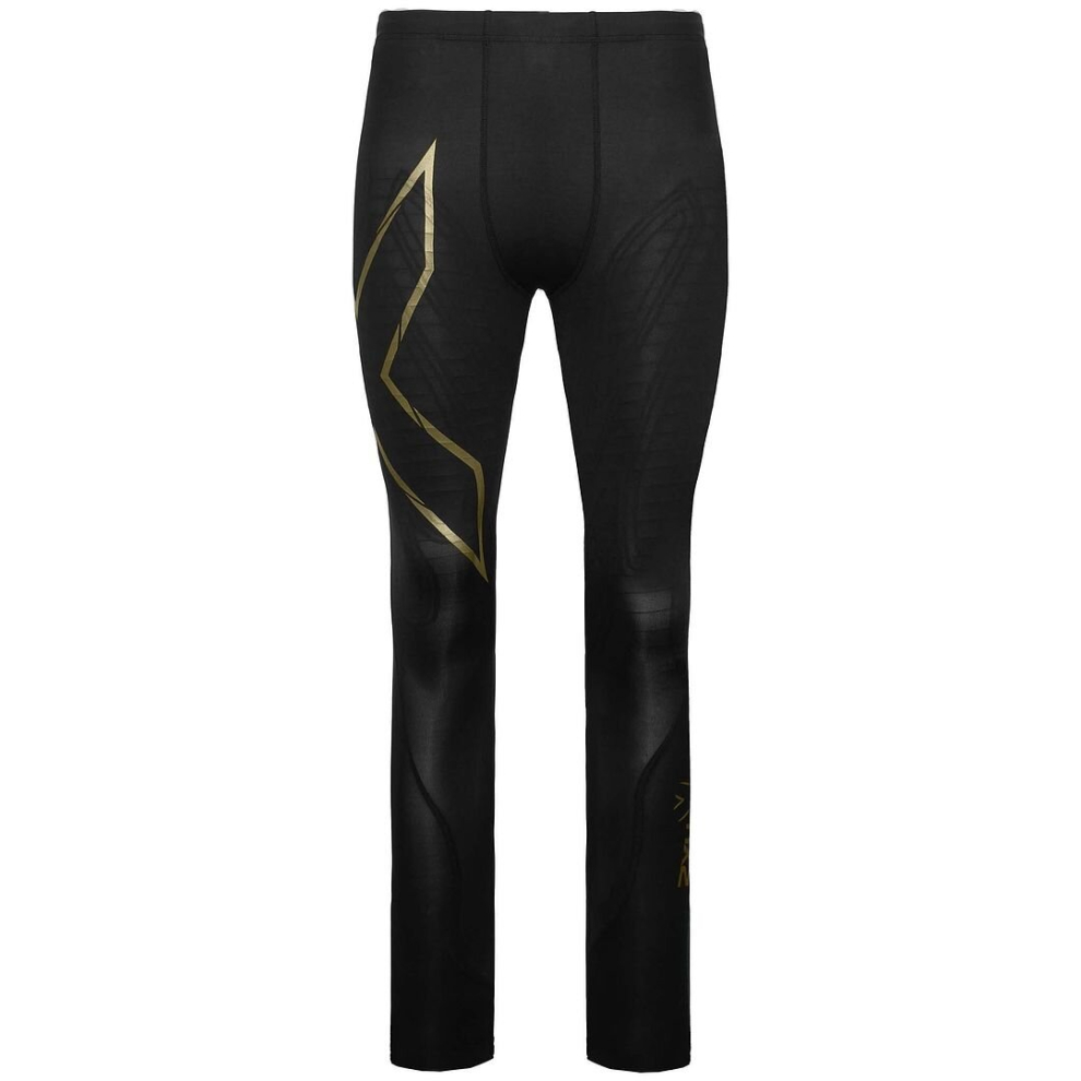 2XU Stretch Waist Black/Gold Mens Light Speed Compression Tights MA3062B BLK GLD (UK ) 