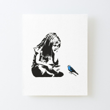 Canvas Print Only Girl with Blue Bird - Banksy Graffiti - Hull city centre Poster Wall Art Room Decor 16x20 inch No Frame