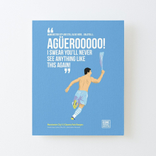 Canvas Print Only Sergio Agüero Manchester City Print Poster Wall Art Room Decor 16x20 inch No Frame