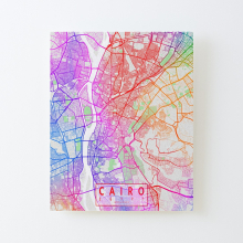 Canvas Print Only Cairo City Map of Egypt - Colorful Poster Wall Art Room Decor 16x20 inch No Frame
