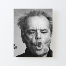 Canvas Print Only Jack Nicholson, Cigar, Smoke Rings, black and white photograph. Poster Wall Art Room Decor 16x20 inch No Frame