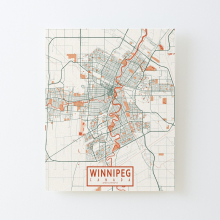 Canvas Print Only Winnipeg City Map of Manitoba, Canada - Bohemian Poster Wall Art Room Decor 16x20 inch No Frame