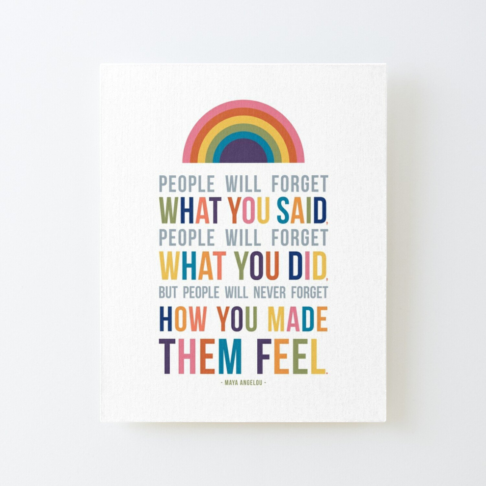 Canvas Print Only People Will Never Forget How You Made Them Feel Maya Angelou Inspirational Quote Poster Wall Art Room Decor 16x20 inch No Frame