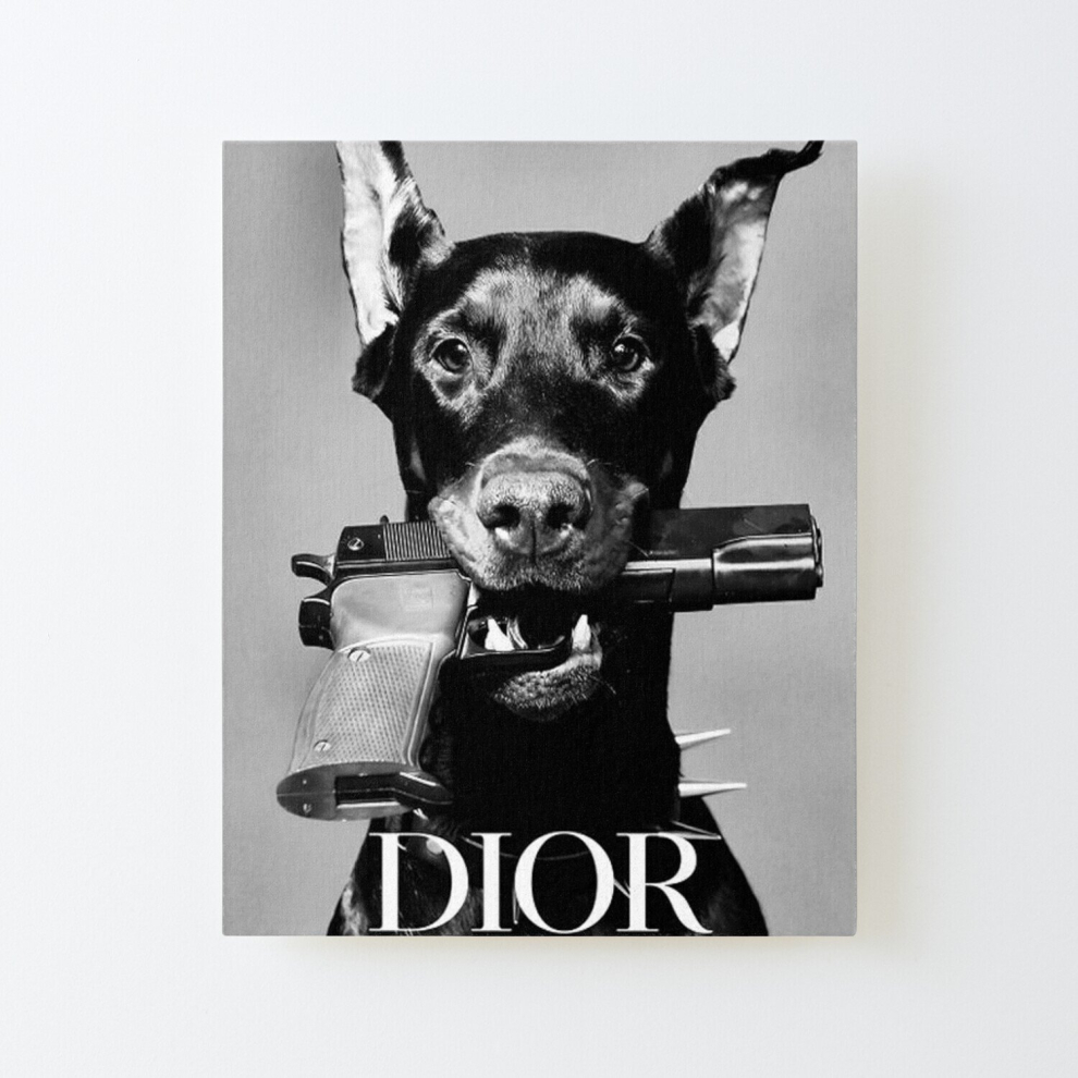 Canvas Print Only Doberman Gun Poster Wall Art Room Decor 16x20 inch No Frame