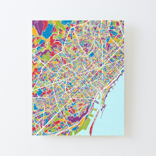 Canvas Print Only Barcelona Spain City Map Poster Wall Art Room Decor 16x20 inch No Frame