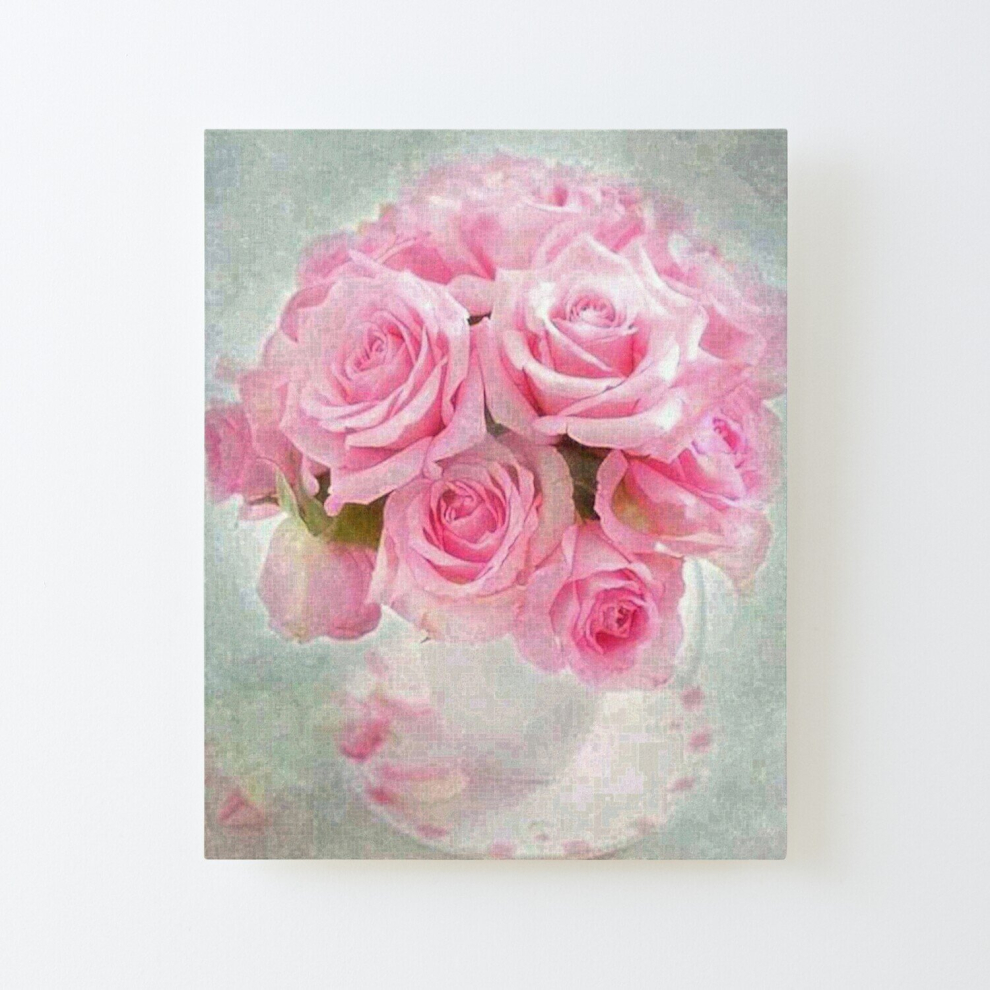 Canvas Print Only shabby chic,vintage,pink roses elegant,chic,beautiful painting modern girly,feminine Poster Wall Art Room Decor 16x20 inch No Frame