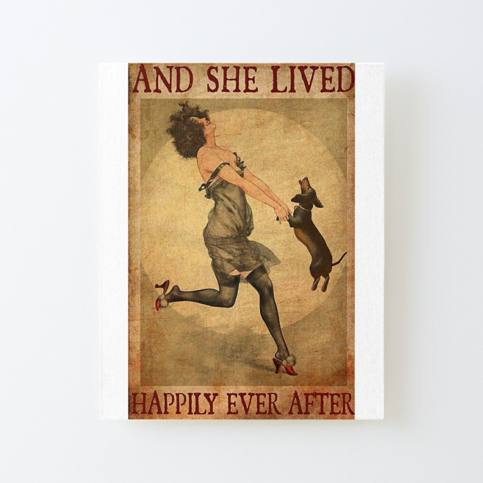 Canvas Print Only And She Lived Happily Ever After Dachshund Dog Lover Poster Wall Art Room Decor 16x20 inch No Frame