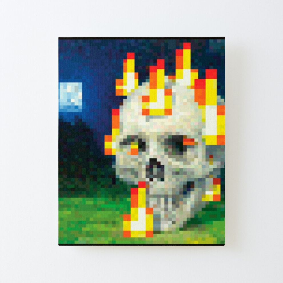 Canvas Print Only Minecraft Painting Burning Skull Poster Wall Art Room Decor 16x20 inch No Frame