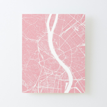 Canvas Print Only Budapest, Hungary, City Map - Pink Poster Wall Art Room Decor 16x20 inch No Frame