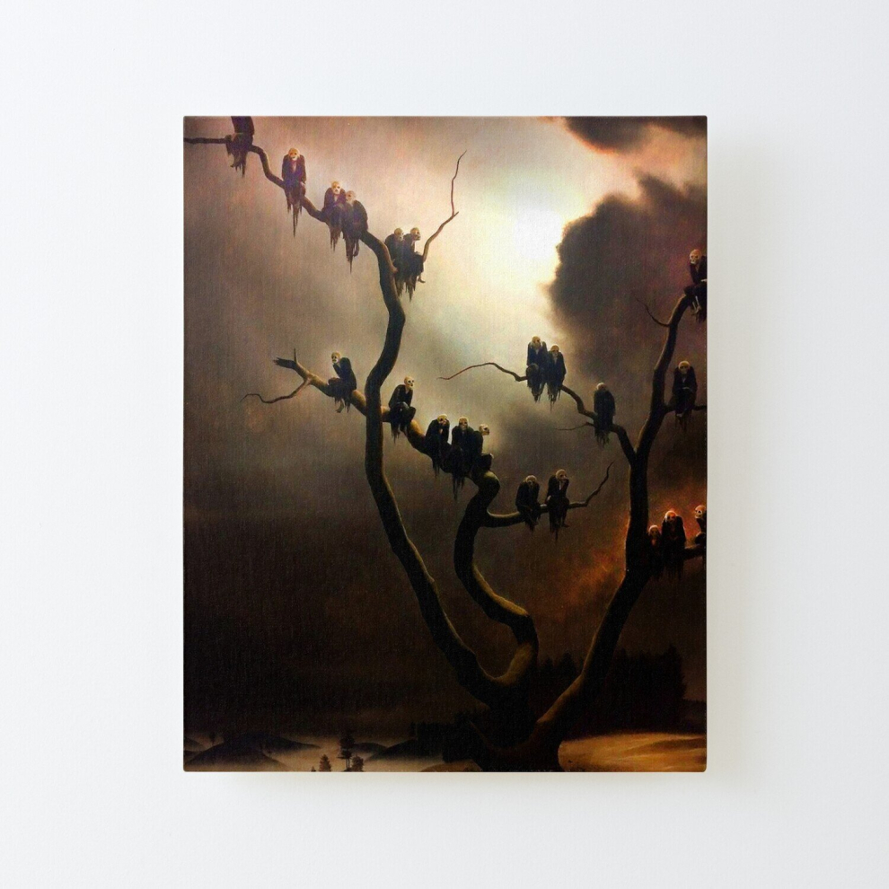 Canvas Print Only Vivid Retro - Ghosts in a Tree Poster Wall Art Room Decor 16x20 inch No Frame