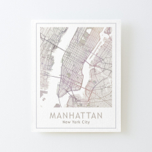 Canvas Print Only Manhattan Map, New York City, USA City Poster Wall Art Room Decor 16x20 inch No Frame