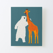 Canvas Print Only polar bear and giraffe, love is love Poster Wall Art Room Decor 16x20 inch No Frame