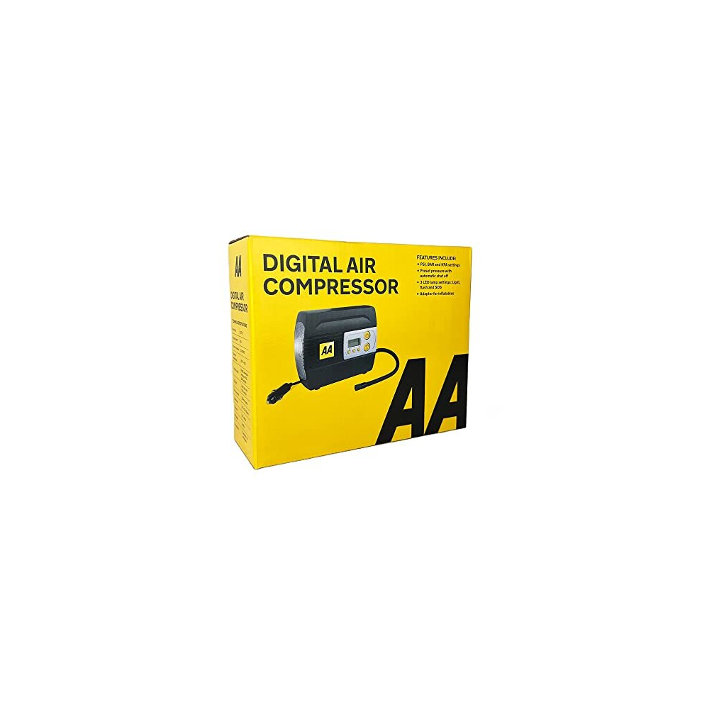 Aa 12V Digital Tyre Inflator Aa5502 ? For Cars Other Vehicles Inflatables Bicycles - Shows Psi Bar Kpa 0-120 Psi ? Includes Adaptors, Black
