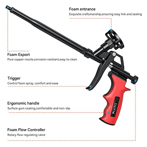 Foam Gun, Preciva Professional Foaming Gun, Needn't Cleaner PU Foam