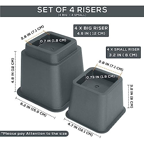 Utopia Bedding 8 Piece Premium Adjustable Furniture Risers (4 High and