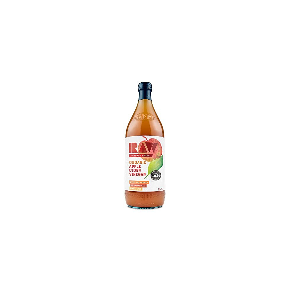 Raw Organic Apple Cider Vinegar with the Mother - Raw, Unpasteurised and Unfiltered - Gut Health, Aids Digestion - Naturally Vegan, 1 l (Pack of 1)