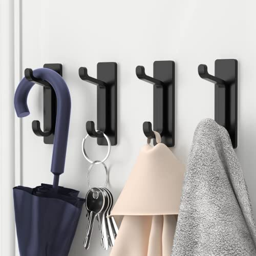 pickpiff Self Adhesive Hooks, Sticky Hooks Extra Strong, Hanging up to 6KG,  Metal Stainless Heavy Duty Stick on Wall Door, for Towel Coat Hat Purse in  on OnBuy