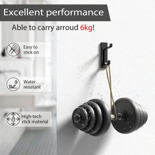 pickpiff Self Adhesive Hooks, Sticky Hooks Extra Strong, Hanging up to 6KG,  Metal Stainless Heavy Duty Stick on Wall Door, for Towel Coat Hat Purse in  on OnBuy