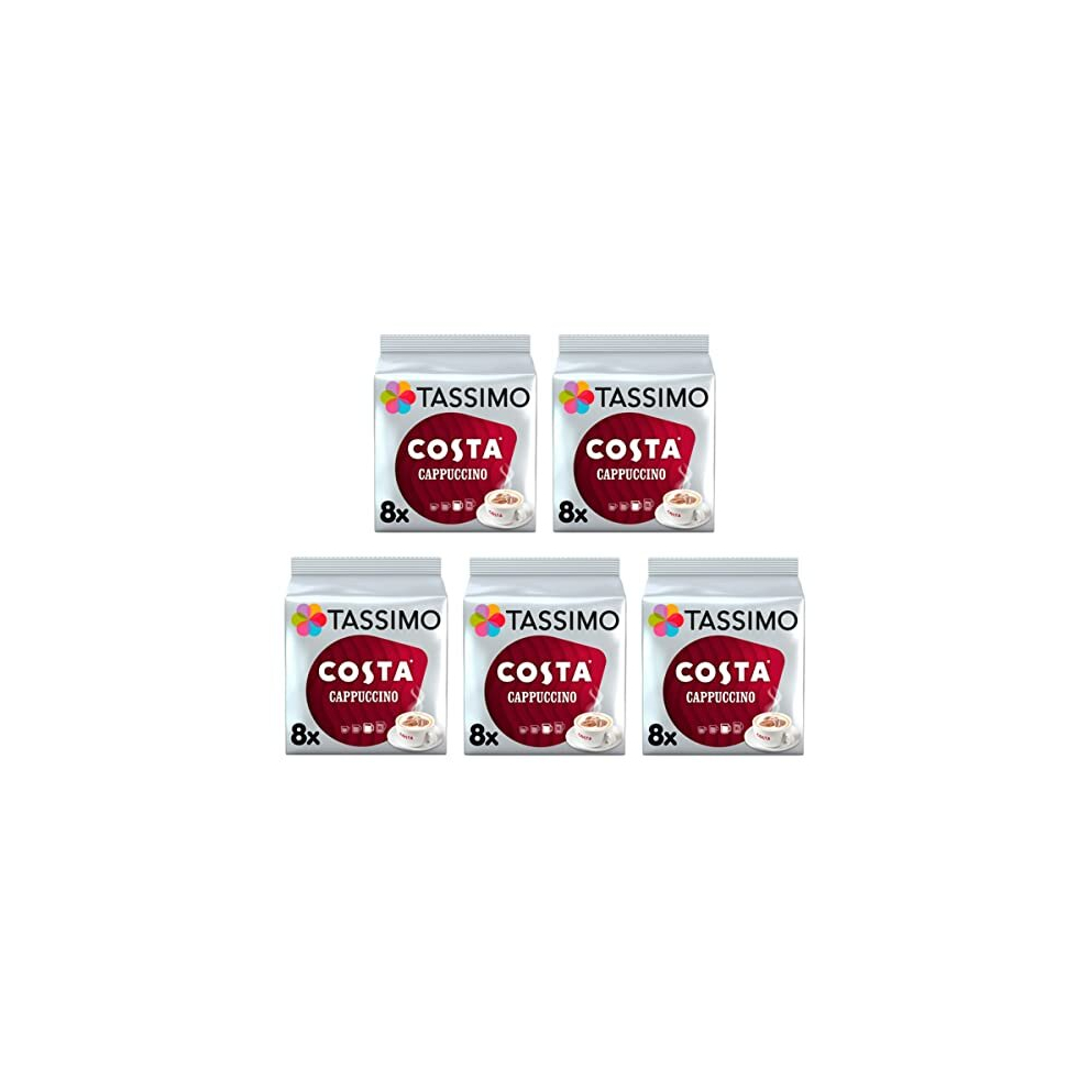 Tassimo Costa Cappuccino Coffee Pods X 8 (Pack Of 5, Total 40 Drinks)
