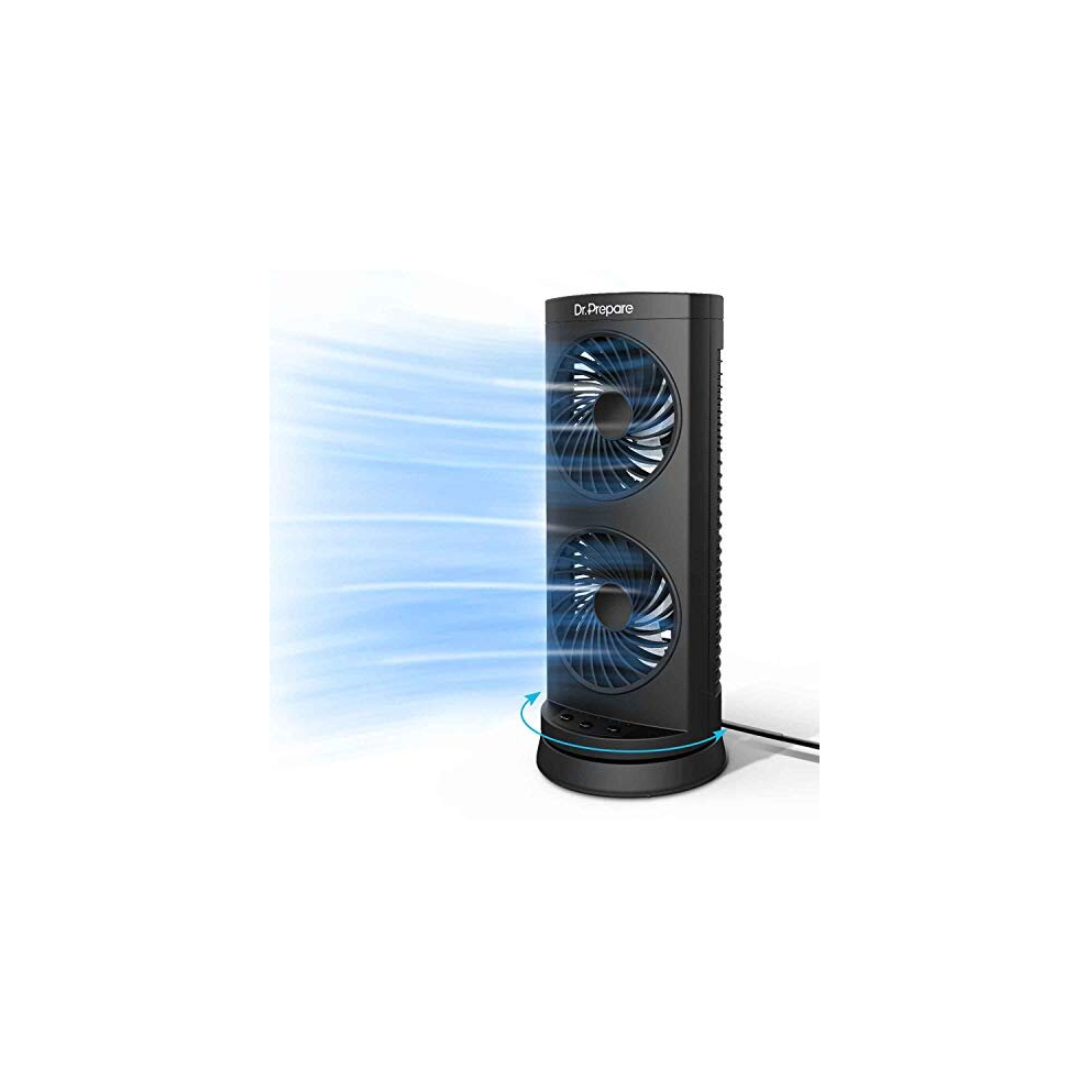 Dr. Prepare Tower Fan Oscillating Fan, Portable Desk Fan with 3-Speed Options, 110? Oscillation, 3 Timers, Personal Quiet Table Fan for Home Office