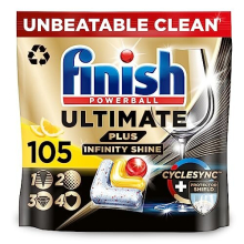 Finish Ultimate Plus Infinity Shine Dishwasher Tablets bulk | Scent : Lemon | Size: Total 105 Dishwasher Tabs |For Unbeatable* Clean and Diamond