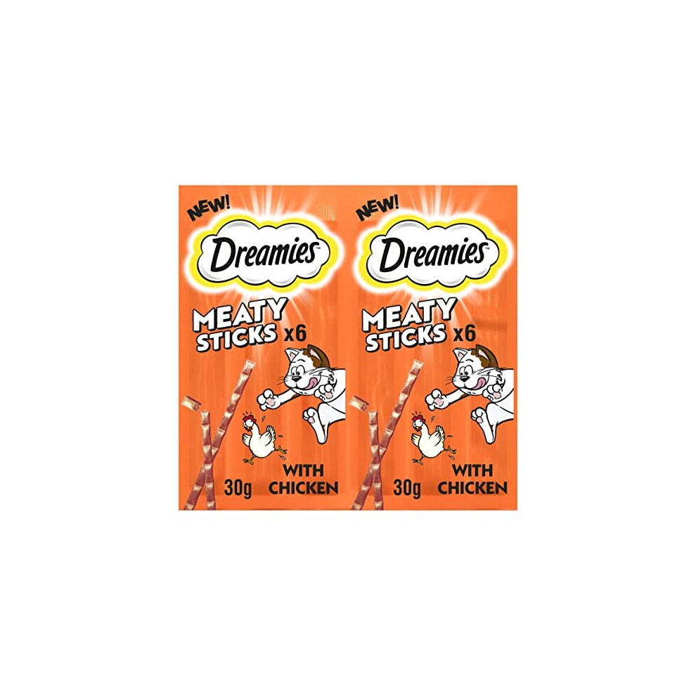 Dreamies Meaty Sticks 84 Pieces, Cat Treats Tasty Snacks with Delicious Chicken, Pack of 14 x(30g)