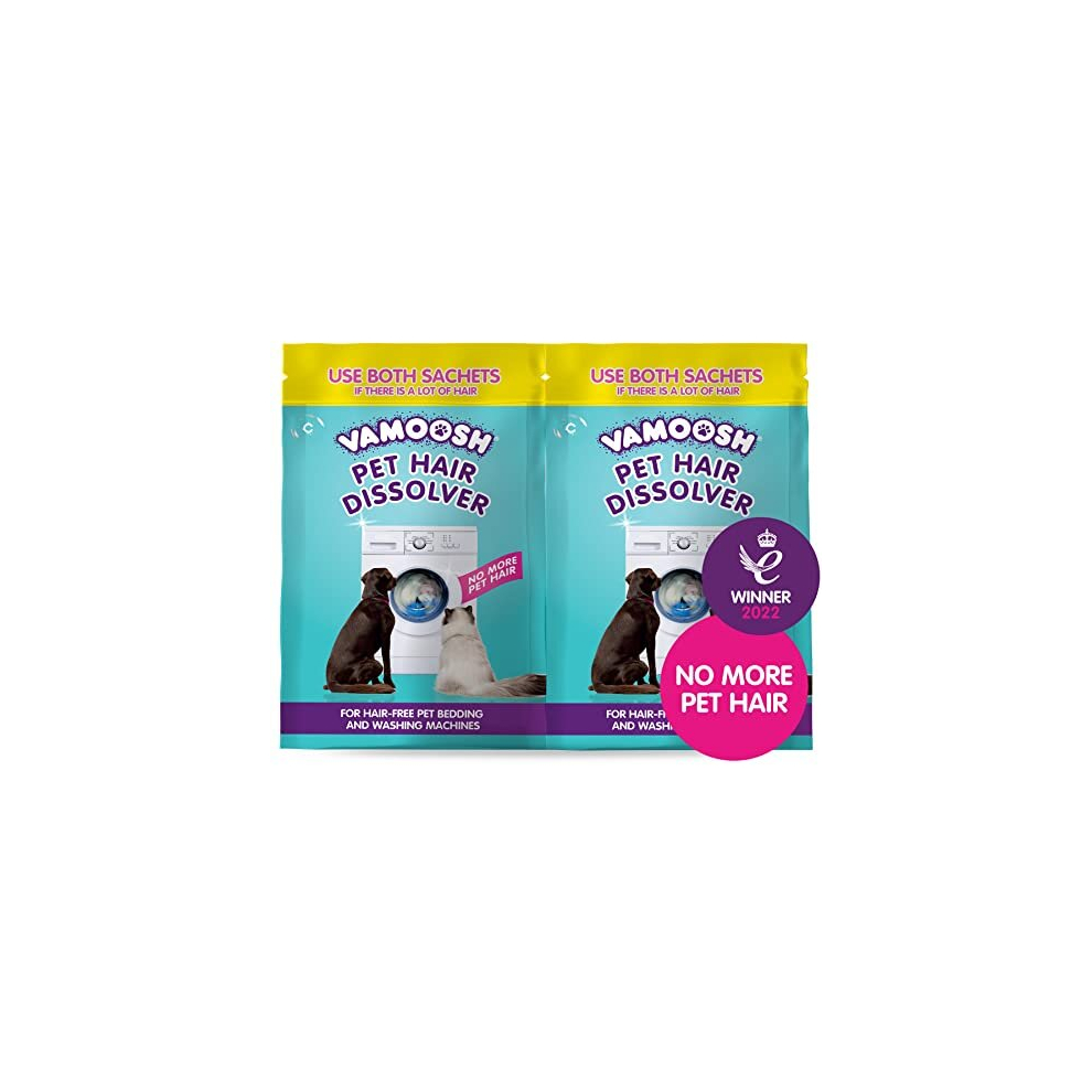 Vamoosh Pet Hair Dissolver- Pet Hair Remover for Washing Machines, 2x100g, Removes Odour Dissolves Dog, Cat, Animal Fur, Cleans Pet Bedding in Washing