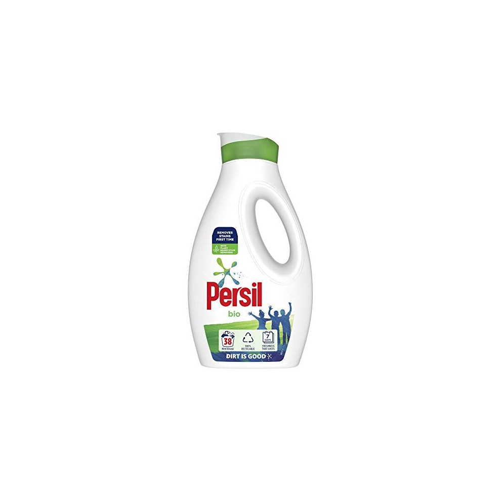 Persil Bio Laundry Washing Liquid Detergent stain removal first time 100% recyclable bottle 38 wash 1.026 l