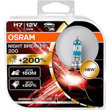OSRAM NIGHT BREAKER 200, H7, +200% more brightness, halogen headlight lamp, 64210NB200-HCB, 12V, Duo Box (2 lamps), bianco