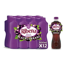 Ribena Blackcurrant Juice Drink 500ml - Multipack of 12 | Real Fruit | Rich In Vitamin C | No Artificial Colours or flavous | Fruity Refreshment |