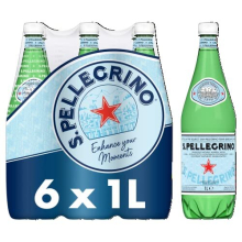 San Pellegrino Sparkling Natural Mineral Water 6x1L - Premium Italian Sparkling Water, Iconic Brand since 1899 (12315686)