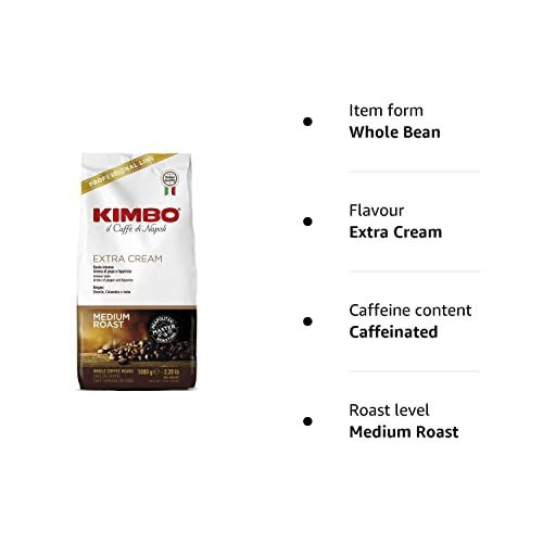 Kimbo Extra Cream Espresso Coffee Beans 1kg 2