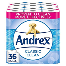 Andrex Classic Clean Toilet Rolls - 36 Toilet Roll Pack - Bulk Buy Toilet Rolls - Unbeatable Clean Toilet Rolls with Unique 3D Wave