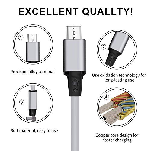 Amuvec Multi 4 in 1 Retractable Charging Cable, 1M 3A Fast Phone Charger Cables with Lightning Type C Micro USB Connector, for iPhone, Samsung 2