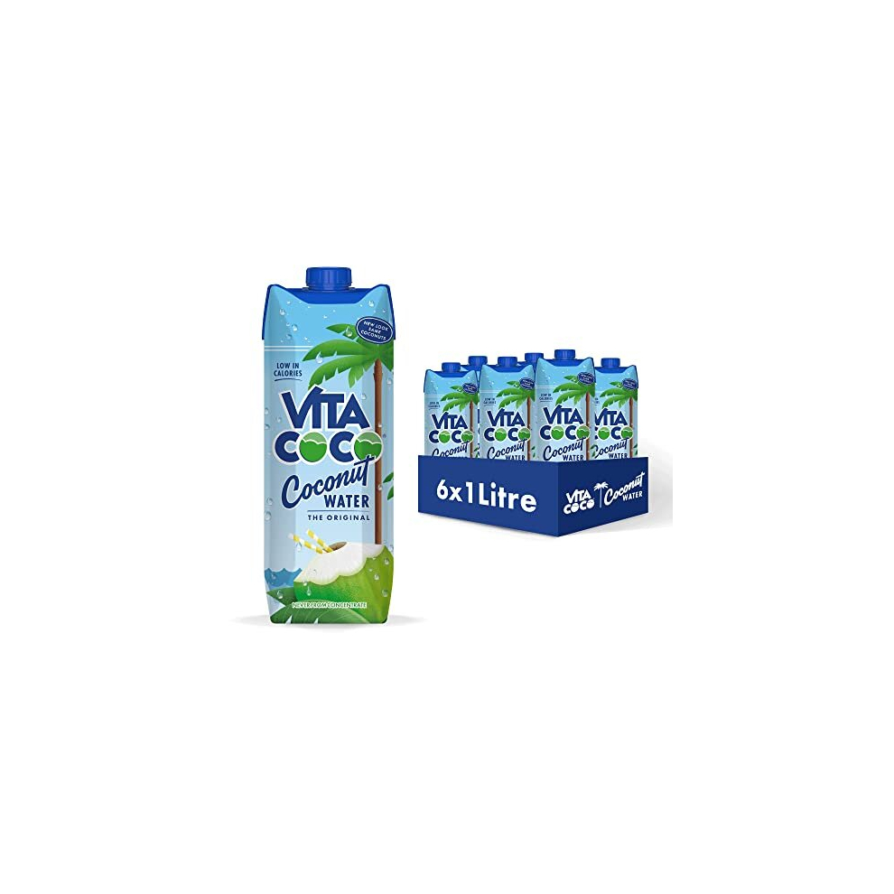 Vita Coco Pure Coconut Water 1L x 6, Naturally Hydrating, Packed With Electrolytes, Gluten Free, Full Of Vitamin C & Potassium