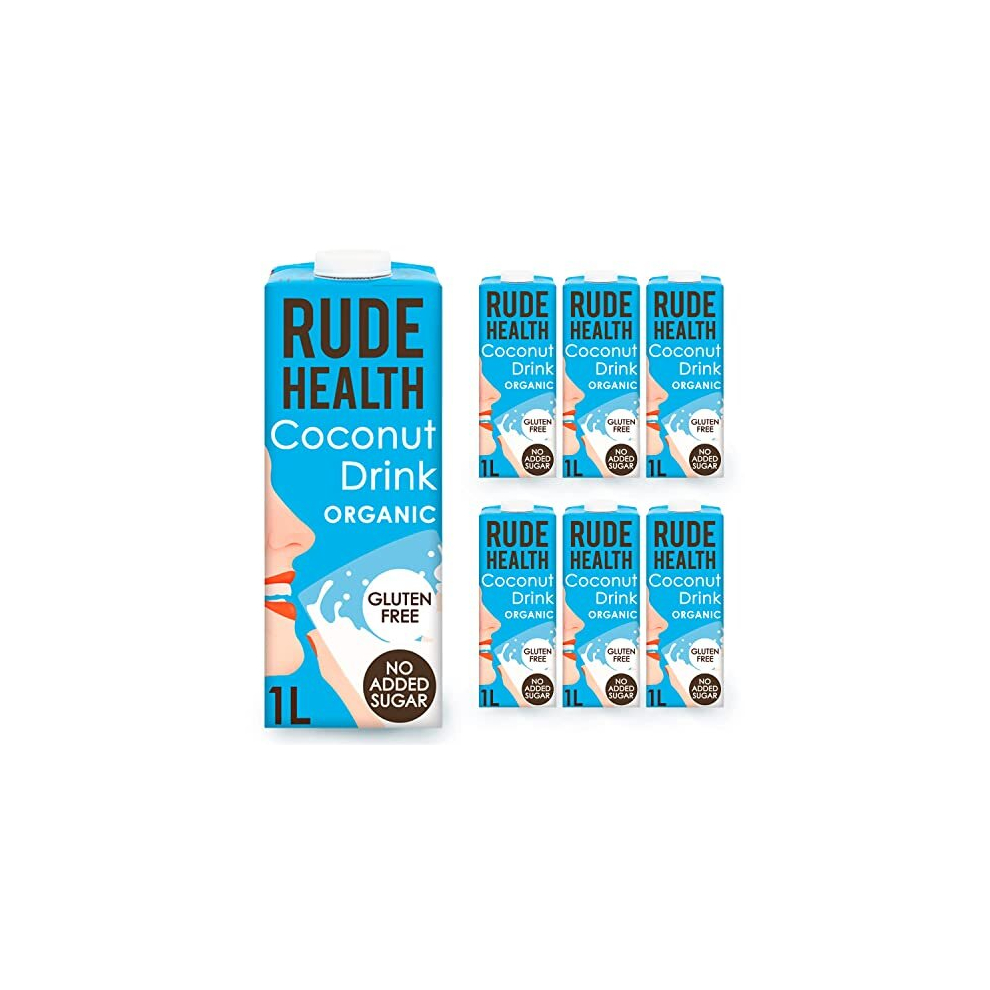 Rude Health 6 x 1 Litre Organic Coconut Dairy-Alt Milk, 100% Natural Organic Drink, Lactose Free, Dairy Free & Gluten-Free, No Added Sugar,