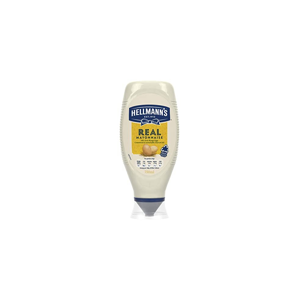 Hellmann's Real Mayonnaise mayo made with 100% free-range and cage-free eggs perfect for sandwiches 750 ml