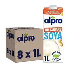 Alpro Soya No Sugars Plant-Based Long Life Drink, Vegan & Dairy Free, 1L (Pack of 8)