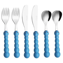 Exzact Children's Cutlery Stainless Steel 6pcs Set/Kids Cutlery/Toddler Utensils/Flatware - 2 x Forks, 2 x Safe Dinner Knives, 2 x Dinner Spoons