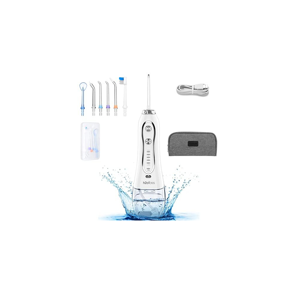 H2ofloss Water Flosser Professional Cordless Dental Oral Irrigator - Portable and Rechargeable IPX7 Waterproof Water Flossing for Teeth Cleaning,300ml