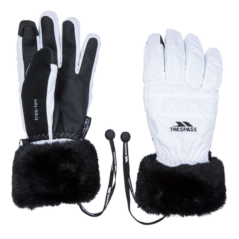 (16, White) Trespass Womens Ski Gloves Lightly Padded Yanki